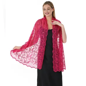 Elegant fuchsia phoenix tail lace shawl with sequin embroidery for wedding guest dresses