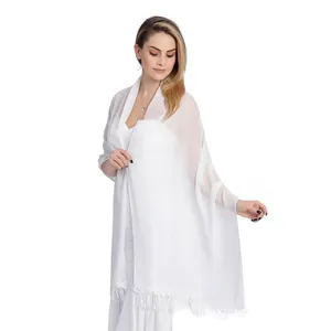 Elegant white lace chiffon shawl accessory for bridal wedding dress and formal evening gown