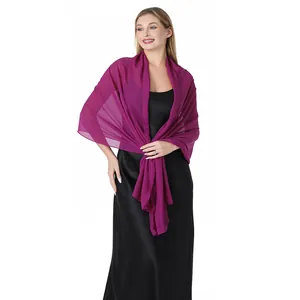Écharpe élégante en mousseline violette idéale pour mariages et soirées de gala