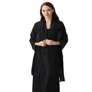Eleganter schwarzer Schal aus Chiffon mit glitzernden Strasssteinen für Abendkleider