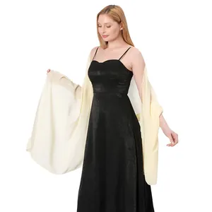 Elegant cream color chiffon shawl wrap for formal evening dresses and weddings