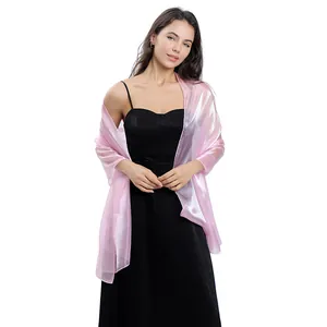 Elegante stola rosa trasparente per abiti da sposa e da sera, tessuto in chiffon leggero