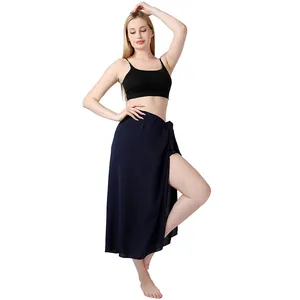 Marineblauer einfarbiger Strand-Sarong Wickelrock Damen Bikini Cover Up