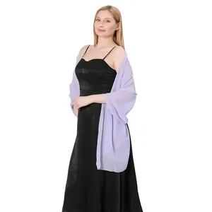Elegant lavender chiffon shawl for bridesmaids or wedding evening parties accessory
