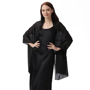 Elegante chal de noche negro brillante para vestidos de novia y fiestas de gala