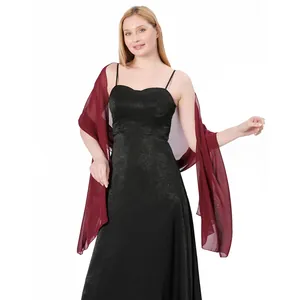 Elegant burgundy chiffon evening shawl wrap for bridesmaids or party evening dresses