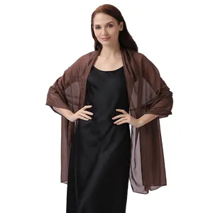 Elegant brown shimmer crepe shawl for evening wedding party guest and bridesmaid dress