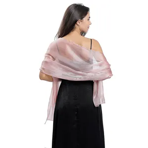 Elegante scialle in garza rosa chiaro trasparente per damigelle e abiti da gala formali