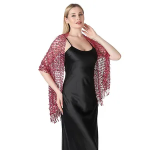Elegant pink sequin embroidered shawl wrap accessory for evening party dresses