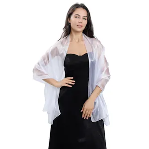 Elegante stola in organza bianca traslucida per abiti da sera, spose ed eventi formali di classe