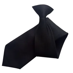 Corbata de Poliéster de Color Sólido Lisa Sarga Acanalada Forma de Flecha Uniforme de Hombre Corbata de Negocios para Seguridad Boda Funeral