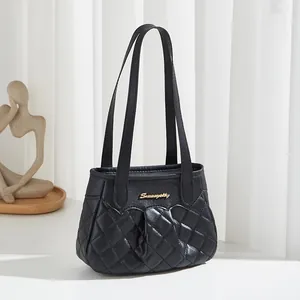 Elegant black quilted shoulder bag for women featuring a stylish diamond lattice design