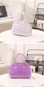 Modische perlenbesetzte Muschel-Gelee-Taschen aus PVC für Kinder mit Goldkette