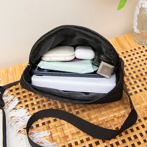 Minimalist solid color PU ladies chest bag showing spacious interior with essentials