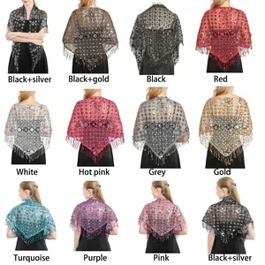 Sequin fringe shawl wrap collection in multiple colors for evening wedding party