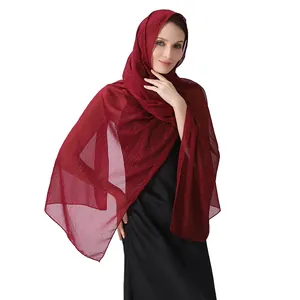 Elegant burgundy chiffon shawl with shimmering silver silk and rhinestones details