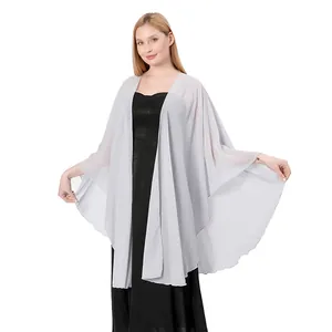 Elegant silver grey chiffon shawl accessory for wedding bridesmaids and evening dresses
