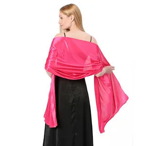 Vibrant bright pink satin wrap shawl for evening party dresses and elegant bridal wear