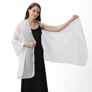 Elegant white shimmering crepe shawl wrap for bridesmaid and wedding party dresses