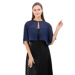 Elegantes marineblaues Chiffon-Schultertuch für Brautjungfern und Abendhochzeitskleider