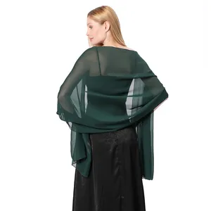Elegant dark green chiffon shawl wrap for evening banquet bridesmaid wedding dress accessory