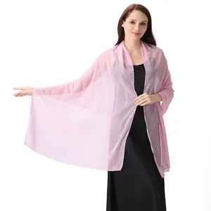 Pink chiffon shawl with silver silk and rhinestones, perfect for bridal evening dresses.