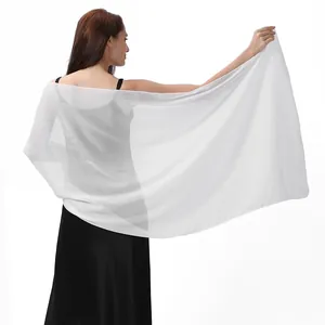 Elegant white glitter chiffon shawl detail for wedding dresses and evening party wear.