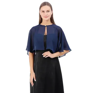 Eleganter dunkelblauer Chiffon-Bolero für Brautjungfern und formelle Abendgarderobe