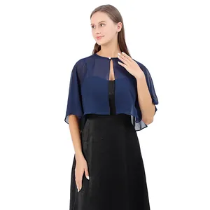Eleganter marineblauer Chiffon-Hochzeitsschal für Brautjungfern und formelle Abendkleider