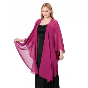Elegant magenta chiffon wrap shawl perfect for bridesmaids or evening dress cover-up.