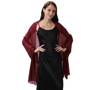 Elegant wine red metallic silk shawl for evening dresses, perfect for weddings and parties.