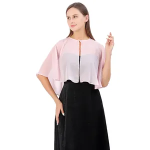 Eleganter rosa Chiffon-Schal Capelet für Brautjungfern oder Abendkleider, Detailansicht.