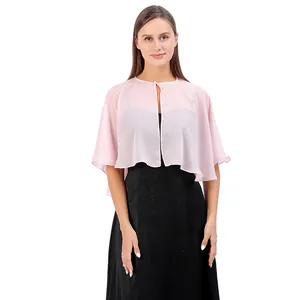 Eleganter hellrosa Chiffon-Bolero-Schal Jacke für Hochzeiten und Brautjungfern