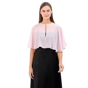 Eleganter hellrosa Chiffon-Schal Bolero für Hochzeits- und Abendkleider Damen Accessoire