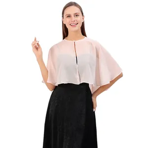 Eleganter hellrosa Chiffon Schal Shrug Capelet für Brautjungfern und Abendkleider