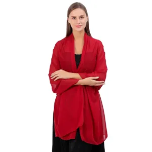 Châle élégant en mousseline rouge pour robes de soirée et tenues de mariée