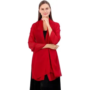 Élégant châle de soirée en mousseline rouge pour mariage ou robes de demoiselle d'honneur