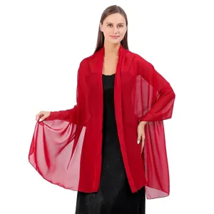 Écharpe élégante en mousseline rouge pour soirée ou robe de mariée