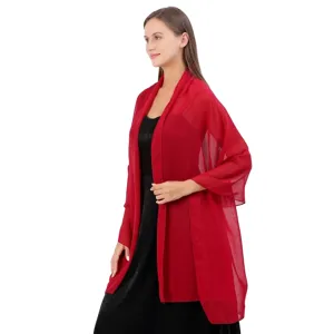 Châle élégant en mousseline rouge pour robes de soirée et mariages, léger