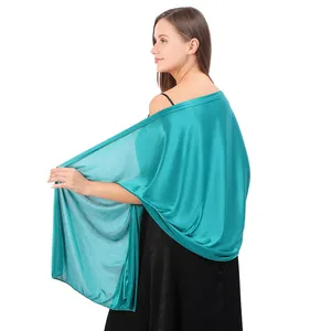 Elegant teal satin evening shawl for bridesmaid dress shown in close-up detail