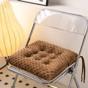 Thick brown bean velvet tufted cushion detail on modern transparent acrylic chair