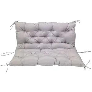 Cuscino per panchina da esterno impermeabile grigio chiaro con lacci