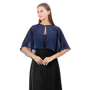 Damen Transparent Chiffon Schal Cape Für Hochzeit Bankett Abendkleid Braut Brautjungfer Bolero Schulterwickel Perlenknopf