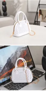Mini white jelly shell handbag with textured bead pattern and gold chain