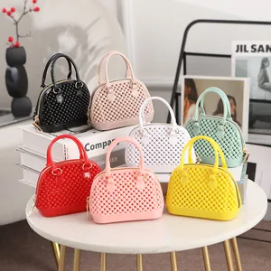 Fashion Jelly PVC Mini Shell Bag Women Beaded Texture Chain Crossbody Shoulder Handbag Trendy Lipstick Purse