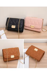 Multi-color quilted chain crossbody bags with elegant gold-tone lock hardware