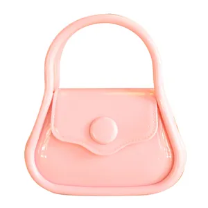 Sac à main rose gelée couleur bonbon avec poignée ronde et rabat de style élégant