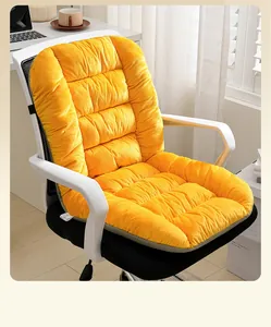Detailed close-up showing the soft plush texture of a yellow heated chair cushion pad