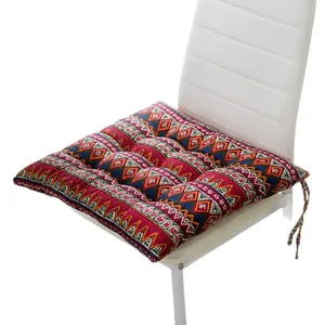 Thickened ethnic style cotton linen seat cushion with vibrant geometric pattern for chairs