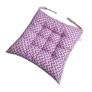 Coussin de chaise carré à motif zigzag violet avec attaches pour chaises de bureau